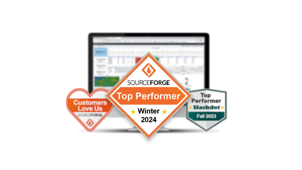 A badge representing Statseeker winning the Top Performer Award in Network Monitoring and IT Infrastructure Monitoring